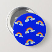 Cute Rainbow with Clouds Pattern Button (Vorne & Hinten)