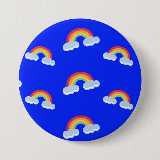 Cute Rainbow with Clouds Pattern Button (Vorderseite)