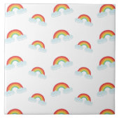 Cute Rainbow with Clouds Pattern Fliese (Vorderseite)