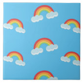 Cute Rainbow with Clouds Pattern Fliese (Vorderseite)
