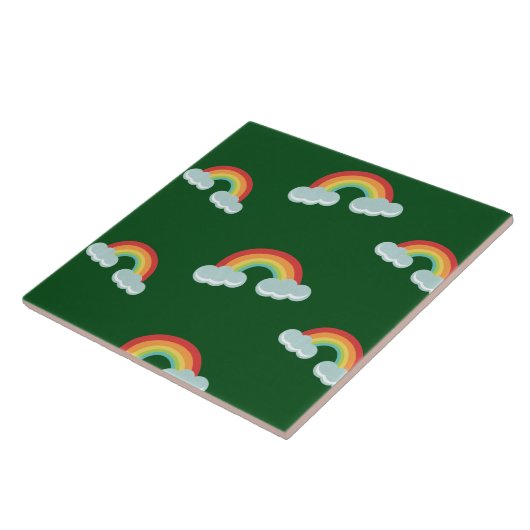 Cute Rainbow with Clouds Pattern Fliese (Seite)