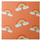 Cute Rainbow with Clouds Pattern Fliese (Vorderseite)