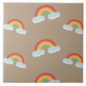Cute Rainbow with Clouds Pattern Fliese (Vorderseite)