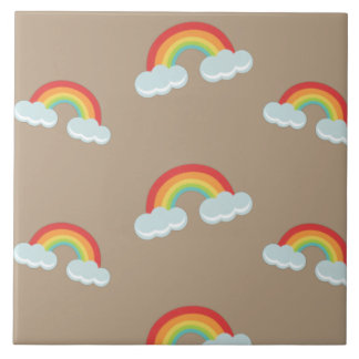 Cute Rainbow with Clouds Pattern Fliese