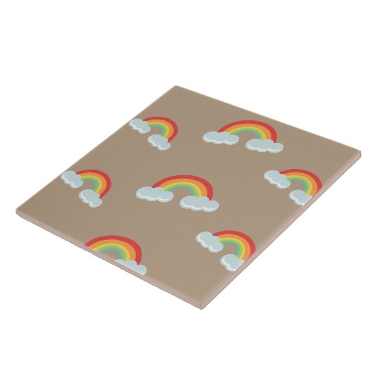 Cute Rainbow with Clouds Pattern Fliese (Seite)