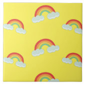 Cute Rainbow with Clouds Pattern Fliese (Vorderseite)