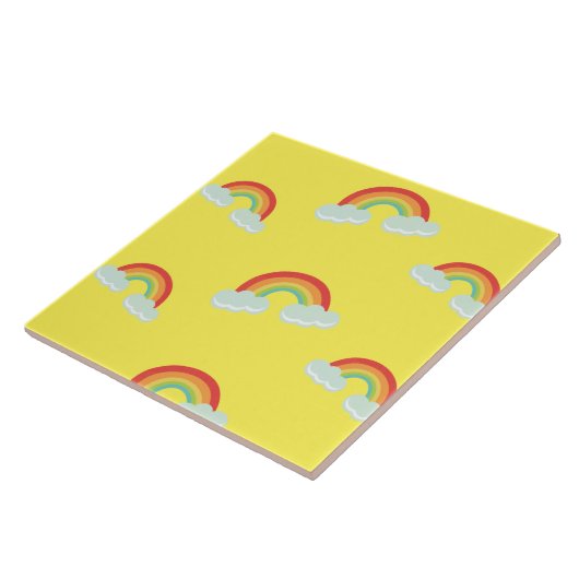 Cute Rainbow with Clouds Pattern Fliese (Seite)
