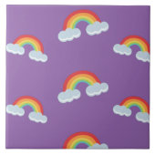 Cute Rainbow with Clouds Pattern Fliese (Vorderseite)