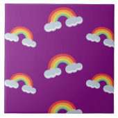 Cute Rainbow with Clouds Pattern Fliese (Vorderseite)