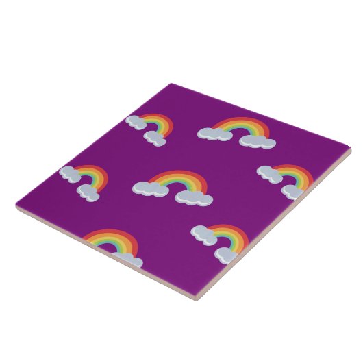 Cute Rainbow with Clouds Pattern Fliese (Seite)