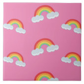 Cute Rainbow with Clouds Pattern Fliese (Vorderseite)