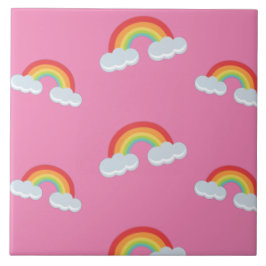 Cute Rainbow with Clouds Pattern Fliese