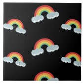 Cute Rainbow with Clouds Pattern Fliese (Vorderseite)