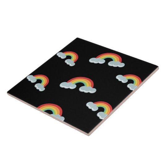 Cute Rainbow with Clouds Pattern Fliese (Seite)