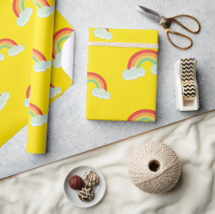 Cute Rainbow with Clouds Pattern Geschenkpapier