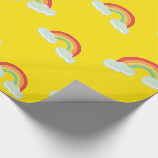 Cute Rainbow with Clouds Pattern Geschenkpapier (Ecke)