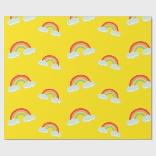 Cute Rainbow with Clouds Pattern Geschenkpapier (Flach)