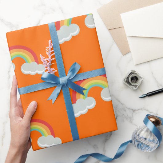 Cute Rainbow with Clouds Pattern Geschenkpapier (Schenken)