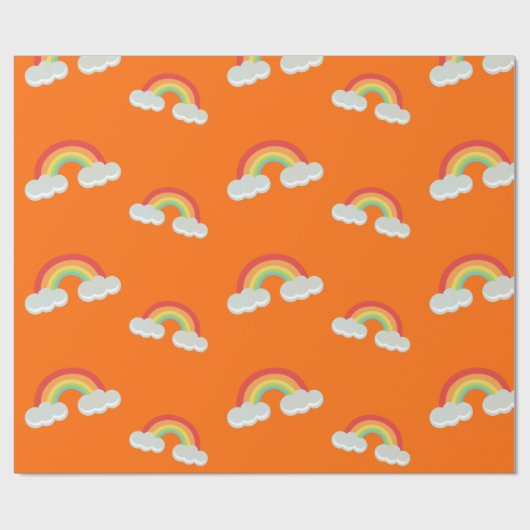 Cute Rainbow with Clouds Pattern Geschenkpapier (Flach)