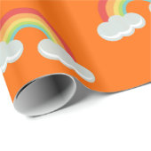 Cute Rainbow with Clouds Pattern Geschenkpapier (Rolleneckpunkt)