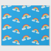 Cute Rainbow with Clouds Pattern Geschenkpapier (Flach)