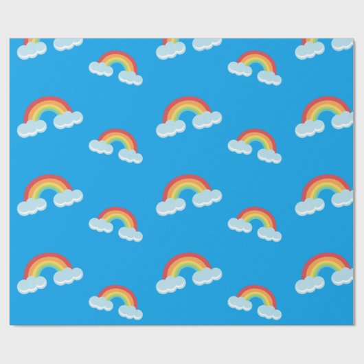 Cute Rainbow with Clouds Pattern Geschenkpapier (Flach)