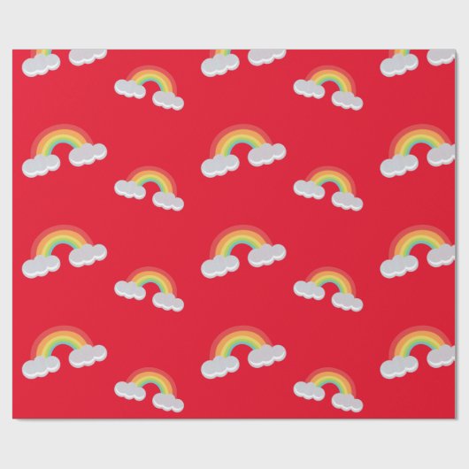 Cute Rainbow with Clouds Pattern Geschenkpapier (Flach)