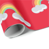 Cute Rainbow with Clouds Pattern Geschenkpapier (Rolleneckpunkt)