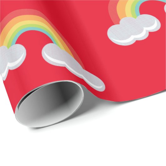 Cute Rainbow with Clouds Pattern Geschenkpapier (Rolleneckpunkt)