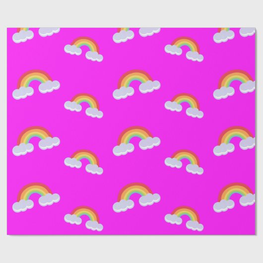 Cute Rainbow with Clouds Pattern Geschenkpapier (Flach)