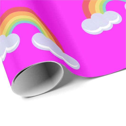Cute Rainbow with Clouds Pattern Geschenkpapier (Rolleneckpunkt)
