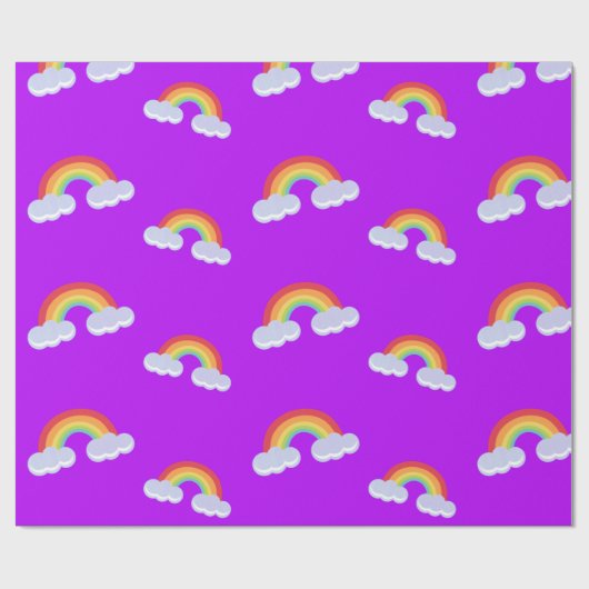 Cute Rainbow with Clouds Pattern Geschenkpapier (Flach)