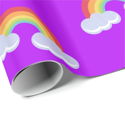 Cute Rainbow with Clouds Pattern Geschenkpapier (Rolleneckpunkt)