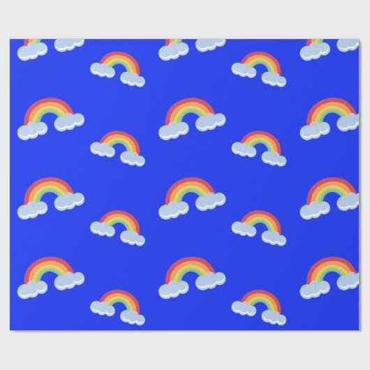 Cute Rainbow with Clouds Pattern Geschenkpapier (Flach)