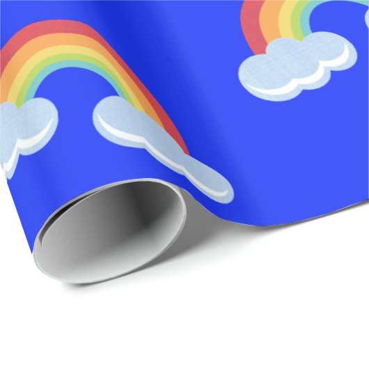 Cute Rainbow with Clouds Pattern Geschenkpapier (Rolleneckpunkt)