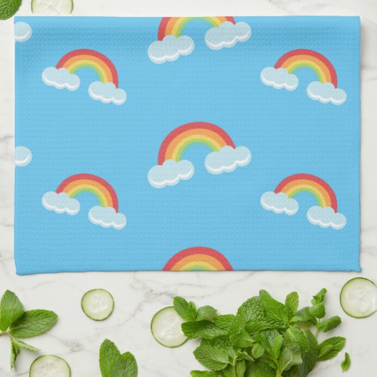 Cute Rainbow with Clouds Pattern Geschirrtuch (Gefaltet)