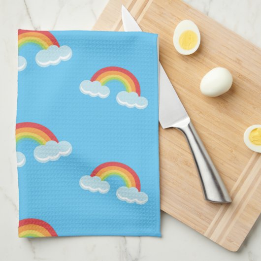 Cute Rainbow with Clouds Pattern Geschirrtuch (Viertel Falte)