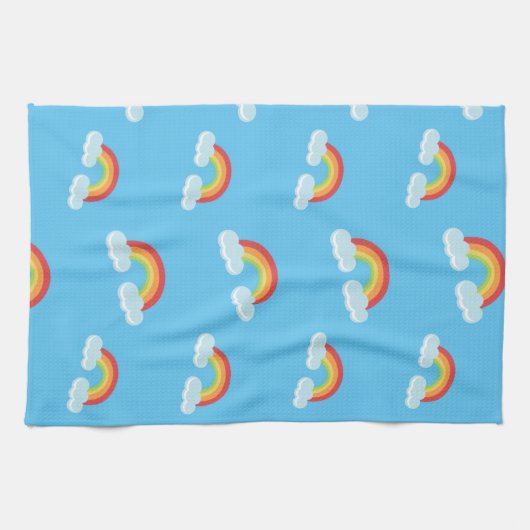 Cute Rainbow with Clouds Pattern Geschirrtuch (Horizontal)