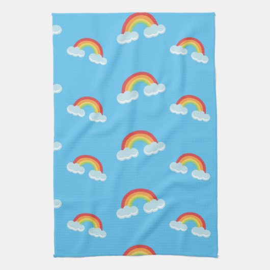 Cute Rainbow with Clouds Pattern Geschirrtuch (Vertikal)