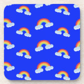 Cute Rainbow with Clouds Pattern Getränkeuntersetzer (Vorderseite)