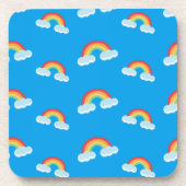 Cute Rainbow with Clouds Pattern Getränkeuntersetzer (Vorderseite)