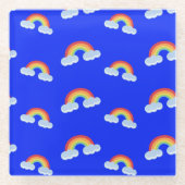 Cute Rainbow with Clouds Pattern Glasuntersetzer (Vorderseite)