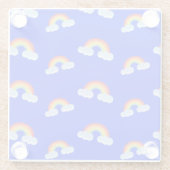 Cute Rainbow with Clouds Pattern Glasuntersetzer (Rückseite)