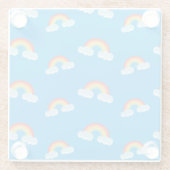 Cute Rainbow with Clouds Pattern Glasuntersetzer (Rückseite)