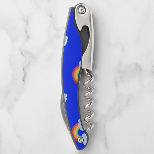 Cute Rainbow with Clouds Pattern Kellnermesser (Rückseite)