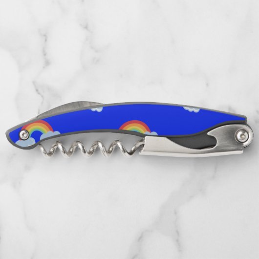 Cute Rainbow with Clouds Pattern Kellnermesser (Rückseite)