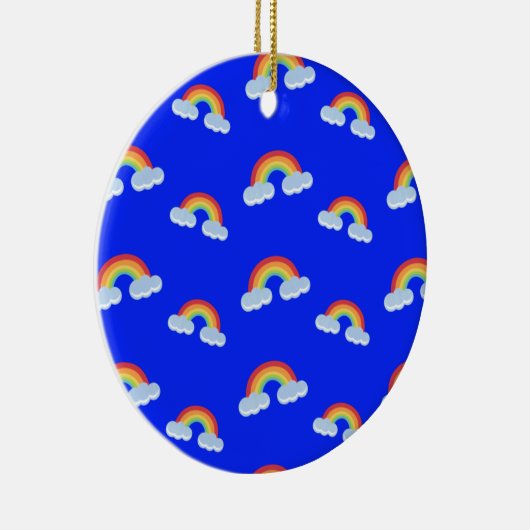 Cute Rainbow with Clouds Pattern Keramik Ornament (Rechts)