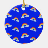 Cute Rainbow with Clouds Pattern Keramik Ornament (Vorne)