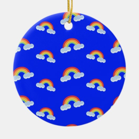 Cute Rainbow with Clouds Pattern Keramik Ornament (Vorne)