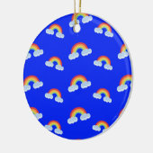 Cute Rainbow with Clouds Pattern Keramik Ornament (Links)